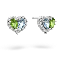 Peridot Halo 14K White Gold earrings E7008