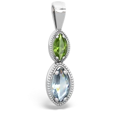 Peridot Antique-Style Halo 14K White Gold pendant P5700