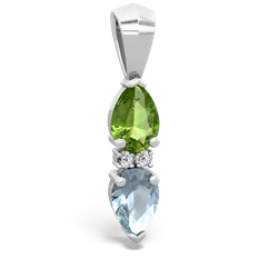 Peridot Bowtie Drop 14K White Gold pendant P0865