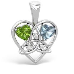 Peridot Celtic Trinity Heart 14K White Gold pendant P5331