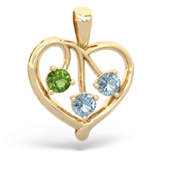 Peridot Glowing Heart 14K Yellow Gold pendant P2233