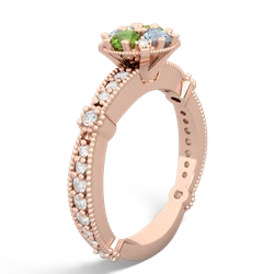 Peridot Sparkling Tiara Cluster 14K Rose Gold ring R26293RD