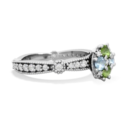 Peridot Sparkling Tiara Cluster 14K White Gold ring R26293RD