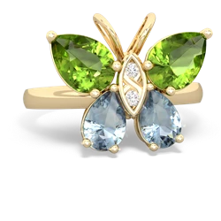 Peridot Butterfly 14K Yellow Gold ring R2215