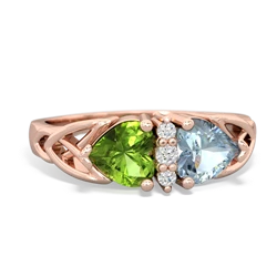 Peridot Celtic Knot Double Heart 14K Rose Gold ring R5040