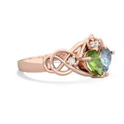 Peridot 'One Heart' Celtic Knot Claddagh 14K Rose Gold ring R5322