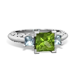 Peridot Eternal Embrace Engagement 14K White Gold ring C2001