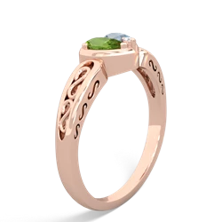 Peridot Filligree 'One Heart' 14K Rose Gold ring R5070