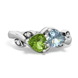 Peridot Floral Elegance 14K White Gold ring R5790