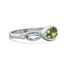 Peridot Milgrain Marquise 14K White Gold ring R5700