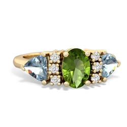 Peridot Antique Style Three Stone 14K Yellow Gold ring R2186