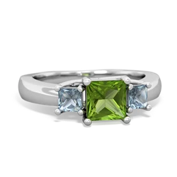 Peridot Three Stone Trellis 14K White Gold ring R4015