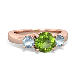 Peridot Three Stone Round Trellis 14K Rose Gold ring R4018