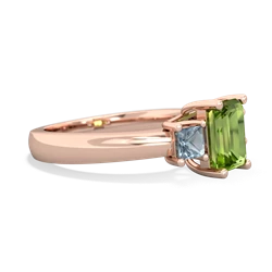 Peridot Three Stone Emerald-Cut Trellis 14K Rose Gold ring R4021