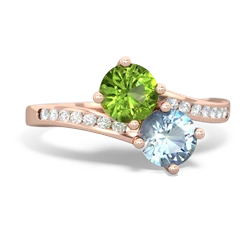 Peridot Channel Set Two Stone 14K Rose Gold ring R5303