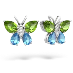 Peridot Butterfly 14K White Gold earrings E2215