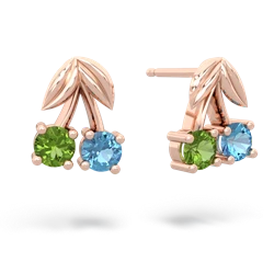 Peridot Sweet Cherries 14K Rose Gold earrings E7001