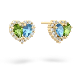 Peridot Halo 14K Yellow Gold earrings E7008