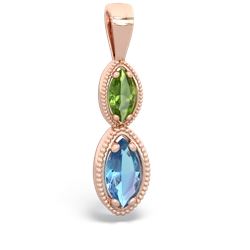 Peridot Antique-Style Halo 14K Rose Gold pendant P5700