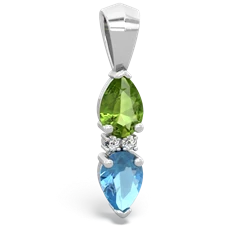 Peridot Bowtie Drop 14K White Gold pendant P0865