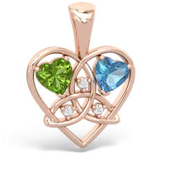 Peridot Celtic Trinity Heart 14K Rose Gold pendant P5331