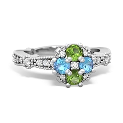 Peridot Sparkling Tiara Cluster 14K White Gold ring R26293RD