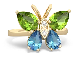 Peridot Butterfly 14K Yellow Gold ring R2215