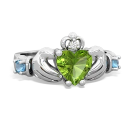 Peridot Claddagh Keepsake 14K White Gold ring R5245