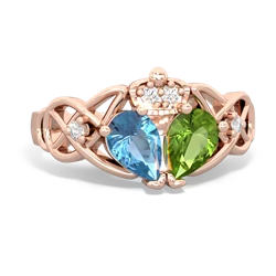 Peridot 'One Heart' Celtic Knot Claddagh 14K Rose Gold ring R5322