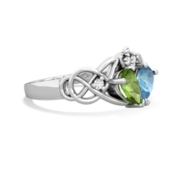 Peridot 'One Heart' Celtic Knot Claddagh 14K White Gold ring R5322