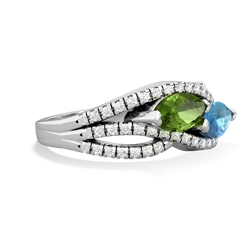 Peridot Diamond Rivers 14K White Gold ring R3070