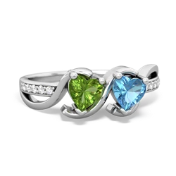 Peridot Side By Side 14K White Gold ring R3090