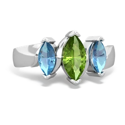 Peridot Three Peeks 14K White Gold ring R2433