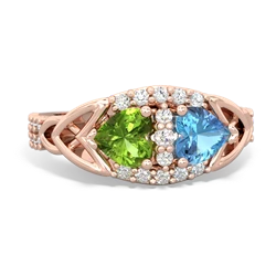 Peridot Sparkling Celtic Knot 14K Rose Gold ring R2645