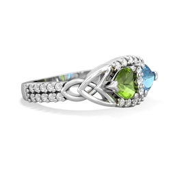 Peridot Sparkling Celtic Knot 14K White Gold ring R2645