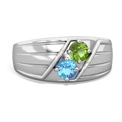 Peridot Men's Streamline 14K White Gold ring R0460