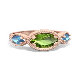 Peridot Milgrain Marquise 14K Rose Gold ring R5700