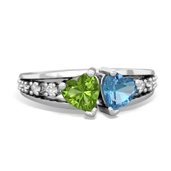 Peridot Heart To Heart 14K White Gold ring R3342