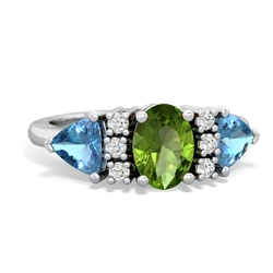 Peridot Antique Style Three Stone 14K White Gold ring R2186