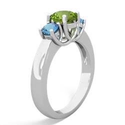 Peridot Three Stone Round Trellis 14K White Gold ring R4018