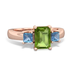 Peridot Three Stone Emerald-Cut Trellis 14K Rose Gold ring R4021