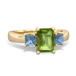 Peridot Three Stone Emerald-Cut Trellis 14K Yellow Gold ring R4021