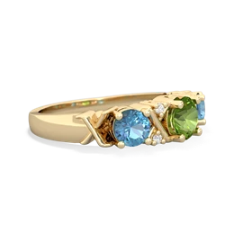 Peridot Hugs And Kisses 14K Yellow Gold ring R5016