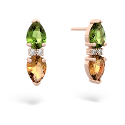 Peridot Bowtie Drop 14K Rose Gold earrings E0865