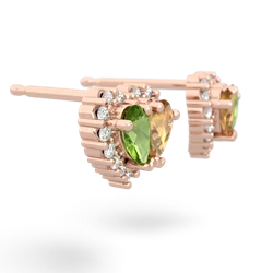 Peridot Halo 14K Rose Gold earrings E7008