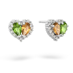 Peridot Halo 14K White Gold earrings E7008