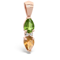 Peridot Bowtie Drop 14K Rose Gold pendant P0865