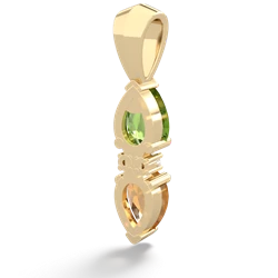 Peridot Bowtie Drop 14K Yellow Gold pendant P0865