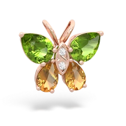 Peridot Butterfly 14K Rose Gold pendant P2215