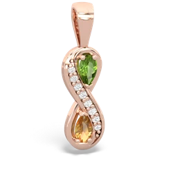 Peridot Diamond Infinity 14K Rose Gold pendant P5390